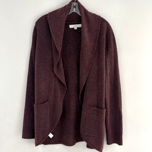 LOFT Women's Burgundy Open Front Sweater
